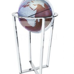 Zofolli "Basket" floorstanding globe with chrome base and bonded leather sphere - Brown/Turquoise - №137