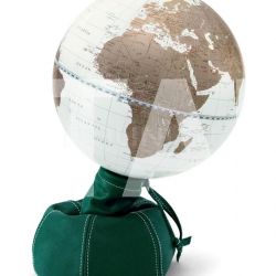 Zofolli "Pungiball" design desk globe on leather base - Emerald/White Gold - №76
