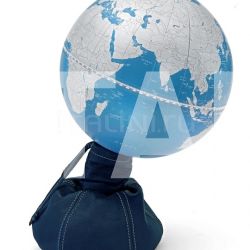 Zofolli "Pungiball" design desk globe on leather base - Jeans/Metallic Blue - №77