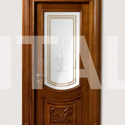 New Design Porte LUIGI XVI 4014/QQ/INT/INF/V Antique-effect Siberian walnut finish with carved lower front panel and AV-23 glass Classic Wood Interior Doors - №37