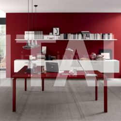 Martex Anyware desk with Rosso Scuro glass lacquered, Amarena frame. - №38