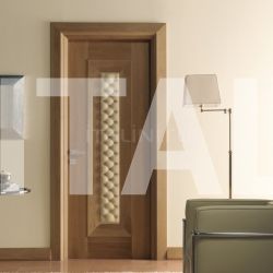 New Design Porte MONDRIAN 913/QQ/06 Natural Italian walnut quilted leather inserts 06 Modern Interior Doors - №215
