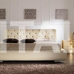 Saber LUNA line, gold leaf, mosaic hendle _ VISION bed, quilted leather with storage, butter-colour leather - №57