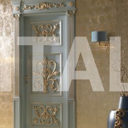 New Design Porte PALAZZO PETERHOF 7015/QQ/INT casing with cyma Louvre lacquered shaded blue with gold topcoat Classic Wood Interior Doors - №68
