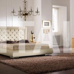 Saber LUNA line, gold leaf, swarovski handle _ CHIC bed, quilted leather, swarovski, butter-colour leather - №55