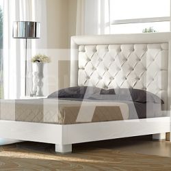 Saber CHIC  bed quilted leather white color, bed-frame white ash-wood - №30