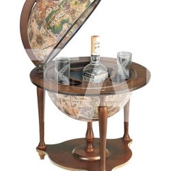 Zofolli "Nano" desk bar globe with wooden base - Ivory - №153