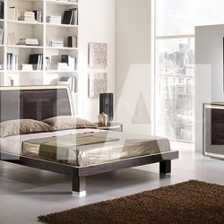 Saber KUBE  line _ FUSION bed, coffee-colored ash, ivory leather - №41