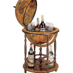 Zofolli "Regolo" bar globe with wooden meridian and bottle carrier - №163