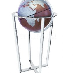 Zofolli "Basket" floorstanding globe with chrome base and bonded leather sphere - Brown/Turquoise - №137