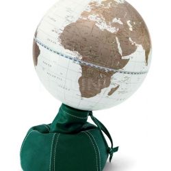 Zofolli "Pungiball" design desk globe on leather base - Emerald/White Gold - №76