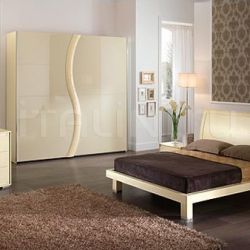 Saber KUBE  line _ FUSION bed _ STAR wardrobe, vanilla color ash-wood, vanilla color crocodile leather - №39