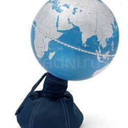 Zofolli "Pungiball" design desk globe on leather base - Jeans/Metallic Blue - №77