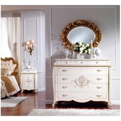 Marzorati Wooden bedside tables Bedroom  - OLIMPIA B / Ivory lacquered nightstand - №59