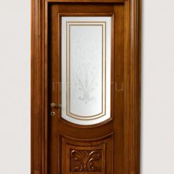 New Design Porte LUIGI XVI 4014/QQ/INT/INF/V Antique-effect Siberian walnut finish with carved lower front panel and AV-23 glass Classic Wood Interior Doors - №37