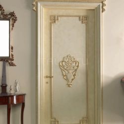 New Design Porte S. PIETROBURGO 1010/QQ/INT. Antiqued coated white-gold with carving Classic Wood Interior Doors - №30