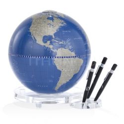 Zofolli "Balance" desk globe with plexiglass base penholder - Metallic Blue - №82