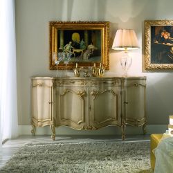 Domus Mobili CREDENZA 4P LISCE TORTORA PROFILI FOGLIA ORO - №19