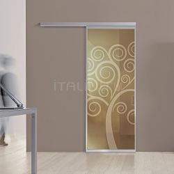 Bertolotto Porta plana parete free luxor vetro bronzo decoro - №215