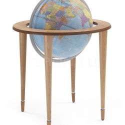 Zofolli "Amerigo Vespucci" contemporary style floorstanding globe - Natural/Light Blue Political - №128