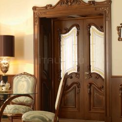 New Design Porte PALAZZO REALE 2/A 1032/QQ/INT/V frame with wainscoting casing with cyma Palazzo Reale italian walnut topcoat “antiquariato” Classic Wood Interior Doors - №64