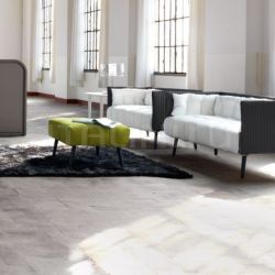 Martex Inattesa sofa with Antracite back and Bianco seat with Verde Pistacchio pouf. - №127