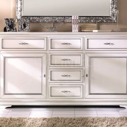 Domus Mobili CREDENZA 2P 2+4C  BIANCO PATINATO + PROFILI FOGLIA ARGENTO - №9