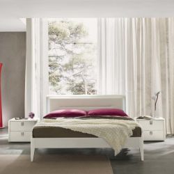 Serenissima LETTO IRIDE ROVERE LACCATO BIANCO P/A CON PELLE BIANCA E LUCI A LED, COMODINI E COMO’ PRISMA ROVERE LACCATO BIANCO P/A - №17