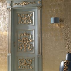 New Design Porte PALAZZO PETERHOF 7015/QQ/INT casing with cyma Louvre lacquered shaded blue with gold topcoat Classic Wood Interior Doors - №68