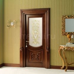 New Design Porte LUIGI 4014/QQ/INT/INF/V  in Siberian walnut antique fin., with lower carved embossment and T121 glass Classic Wood Interior Doors - №36