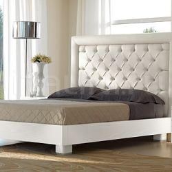 Saber CHIC  bed quilted leather white color, bed-frame white ash-wood - №30