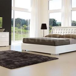 Saber Opera line _ Elite bed white lacquer/steel with storage - №42