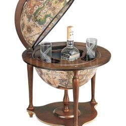 Zofolli "Nano" desk bar globe with wooden base - Ivory - №153