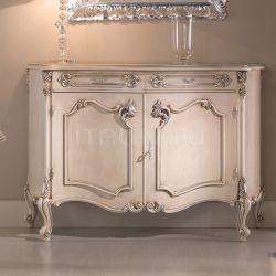 Domus Mobili CREDENZA 2P LISCE BIANCO PATINATO + PROFILI FOGLIA ARGENTO - №18