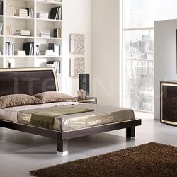 Saber KUBE  line _ FUSION bed, coffee-colored ash, ivory leather - №41